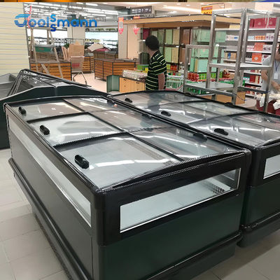 Горизонтальным охладитель шкафа дисплея острова супермаркета Refrigerated замораживателем
